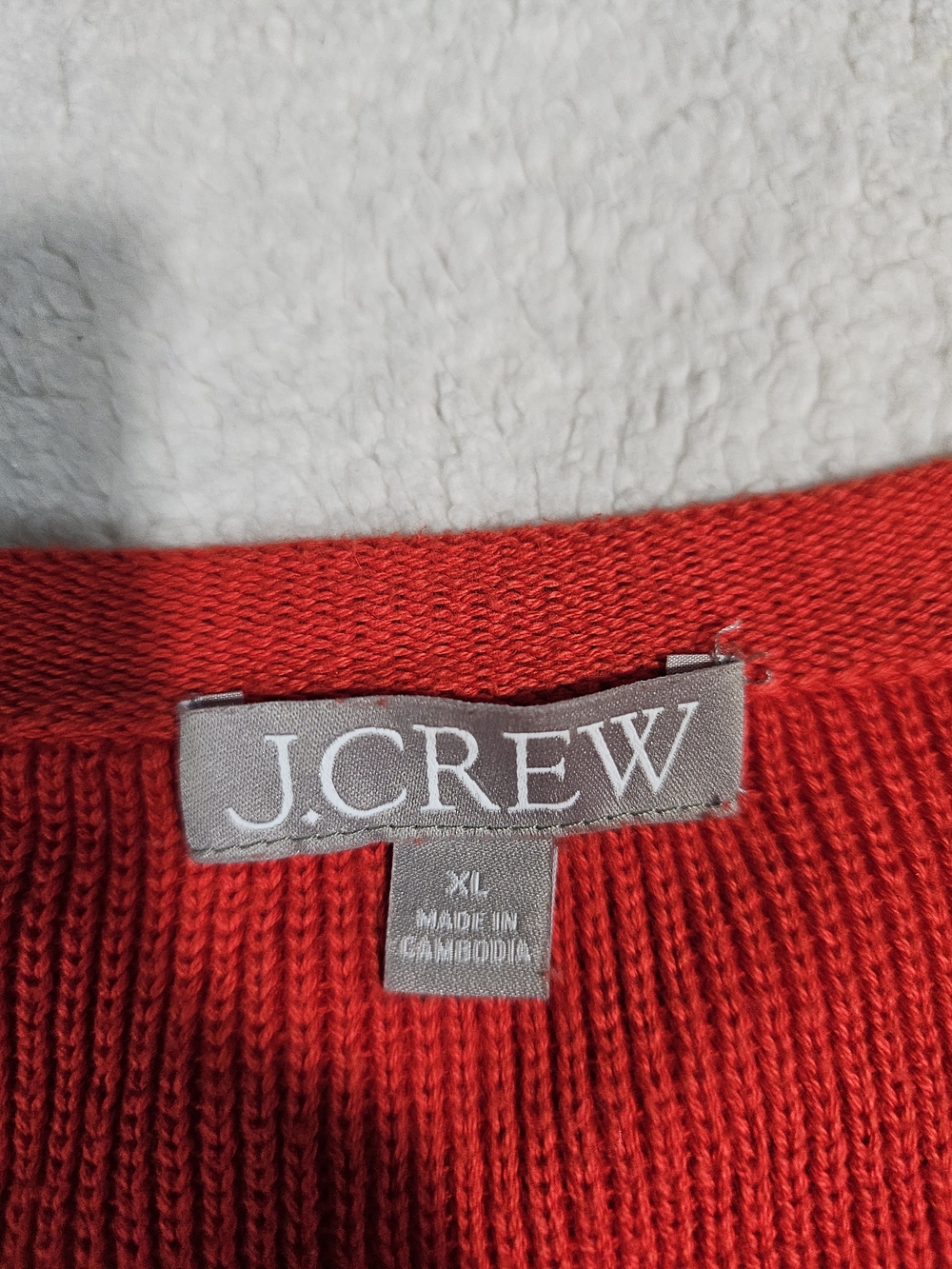 J. Crew Red Cropped Crewneck Cardigan with Gold Buttons. - Picture 6 of 13